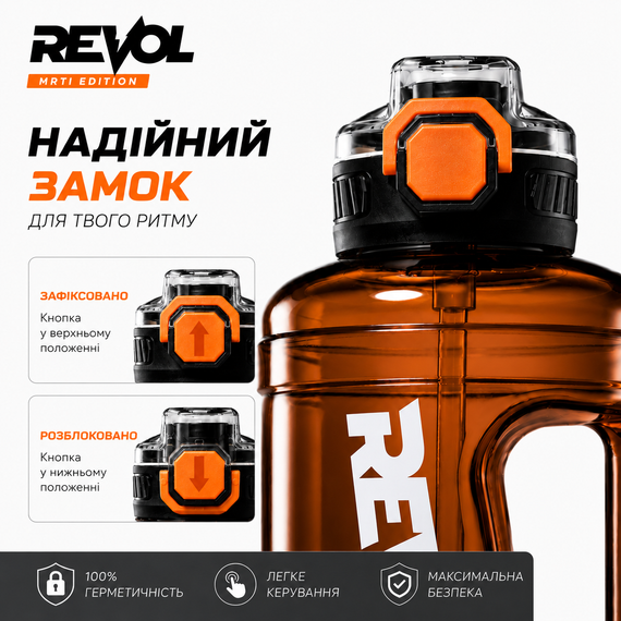 Бутылка для воды 1600 мл с соломинкой и защитой от протечек оранжевая | Зображення 2