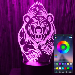 Акриловый светильник-ночник управление с телефона Медведь tty-n000757