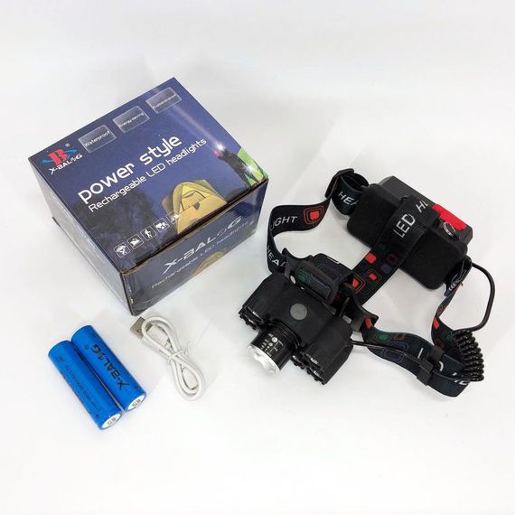 Яскравий світлодіодний ліхтар налобний Bailong Police BL-T78 5 led білий, налобний ліхтарик з usb зарядкою | Зображення 1