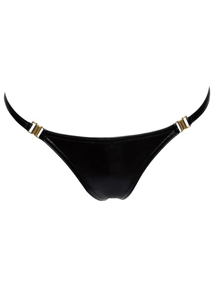 Трусики з мокрим ефектом Noir Handmade P008 Powerwetlook panty with gold clasp, XL, на застібках | Зображення 3