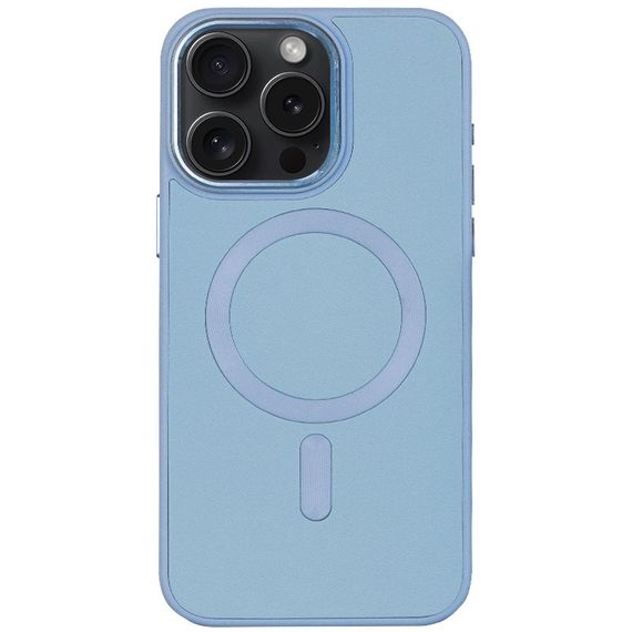 Кожаный чехол Bonbon Leather Metal Style with MagSafe для Apple iPhone 11 Pro Max (6.5") Голубой / Mist blue