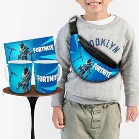 Набір: дитяча сумка-бананка+кружка  Фортнайт "Fortnite" 32х15см, бананка для хлопчика через плече на подарунок (00989)