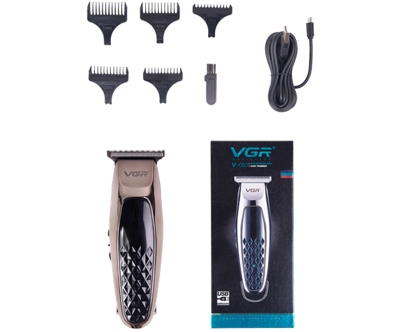 Машинка для стрижки волос (триммер) беспроводная с USB зарядкой VGR V-093 серебристо-черная 5W (24324-V-093_285) | Зображення 3