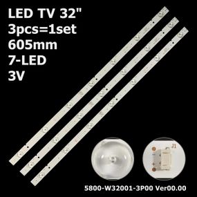 LED підсвітка TV 32" inch 605mm 7-led 5800-W32001-3P00 LC320DXJ-SFA2 RDL320HY 32D3503V1W7C1B60617M 3шт.