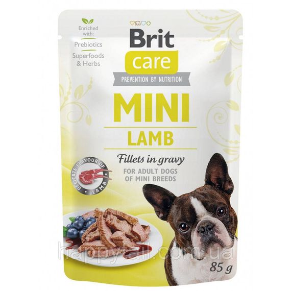 Влажный корм Brit Care Mini Adult Lamb для собак малых пород, филе ягненка в соусе, пауч 85 г