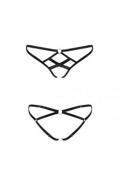 Трусики з стреп Passion Exclusive NICKY THONG L/XL, black Sex Aura