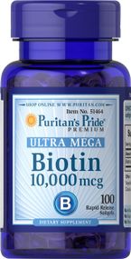 Біотин, Biotin, Puritan&#039;s Pride, 10.000 мкг, 100 капсул