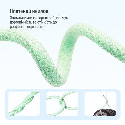 Дата кабель USB-C to USB-C 1.0m 60W 3.0А green ColorWay (CW-CBPDCC061-G) | Зображення 4