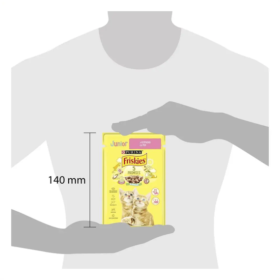 Вологий корм пауч Purina Friskies Junior pouch для кошенят шматочки в підливі з куркою, 85г | Зображення 2