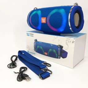 Портативная колонка TG642 с RGB подсветкой и ремешком, аккумуляторная колонка для музыки. Цвет: синий