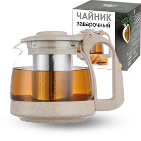 Чайник заварочный из термостойкого стекла и эко-пластика (700 мл)