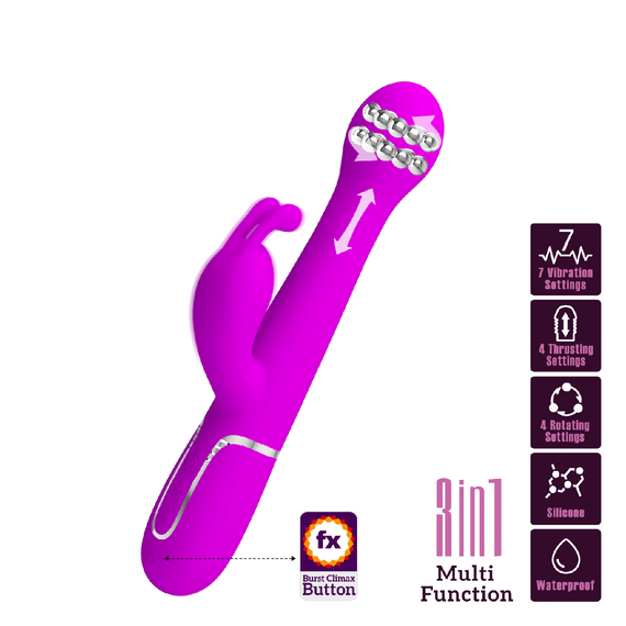 Вібромасажер із поступальним рухом серії Pretty Love - Dejon Twinkled Purple 7 vibration functions 4 rolling functions sexstyle | Зображення 7