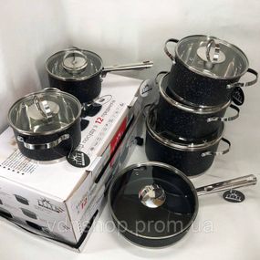Фирменные наборы кастрюль, Качественный набор кастрюль, Кастрюли с прозрачными крышками EW-38