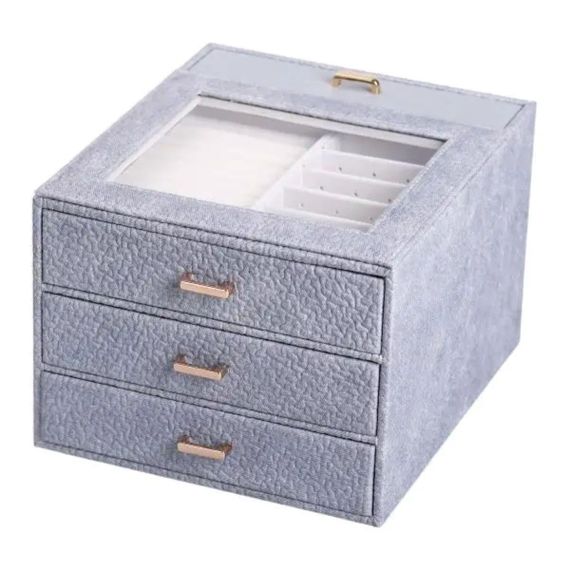 Скринька для прикрас з еко шкіри 3 яруси органайзер для ювелірних виробів HP-5-16G | Зображення 2