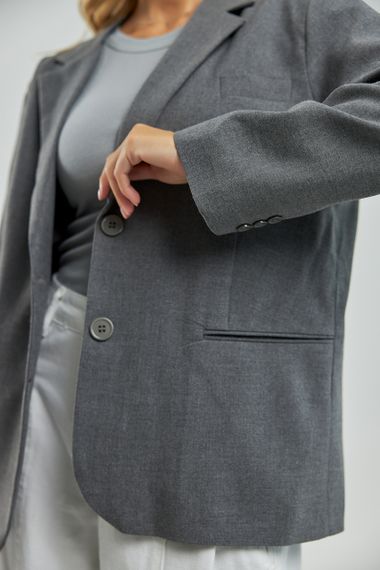 Класичний жіночий піджак із англійським коміром - сірий цвет, ONE SIZE (є розміри) | Зображення 3