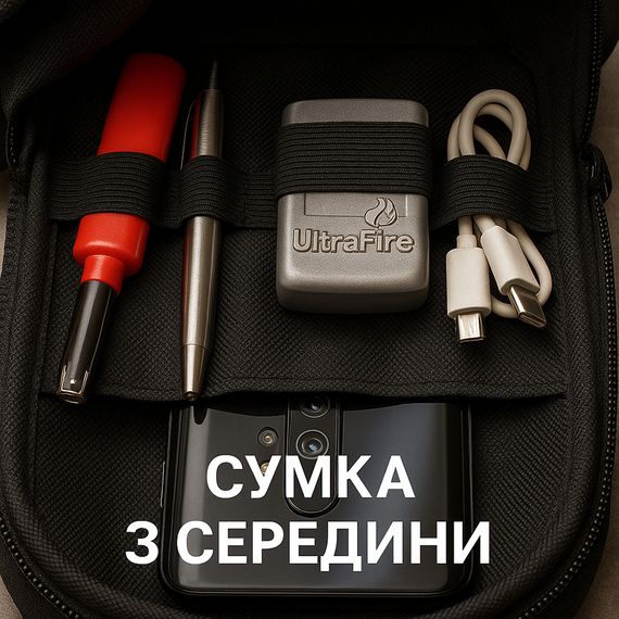 Тактична чоловіча сумка з кобурою Cordura 1000D – 6 кишень, чорна | Зображення 8