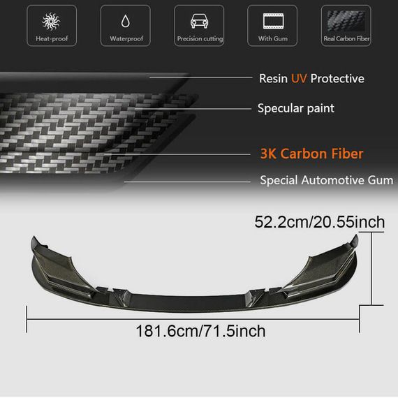 Накладка на передній бампер Lip V2 (для M5 F90 2017-2020, Карбон) для BMW 5 серія G30/31 рр | Зображення 5