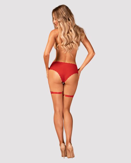 Трусики с подвязками Obsessive Belovya Красные XS/S | Зображення 3