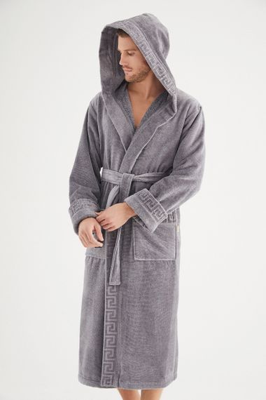 Чоловічий халат Nusa 1390 з капюшоном, сірий, 3XL | Зображення 5