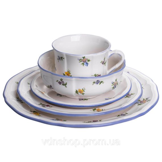 Столовий набір посуду тарілок і чашок 32 предмети на 6 персон Retro Floral порцеляновий, обідній столовий сервіз тарілок YY78-9A | Зображення 5