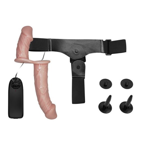 Подвійний страпон з вібрацією Ultra Passionate Harness Dual Vibration з провідним пультом керування Sex Aura | Зображення 3