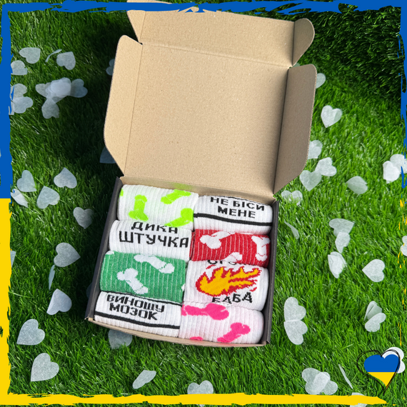 Набір шкарпеток жіночих 8 пар в коробці (різні принти, мод2) 36-40
