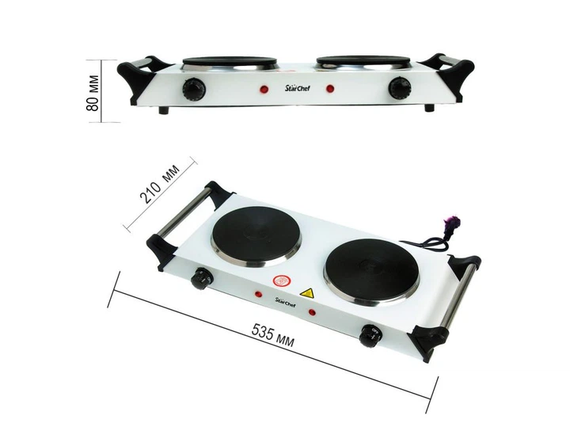 Плита електрична 1500w, на дві конфорки Star Chef St-8200 | Зображення 1