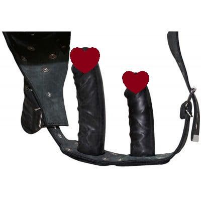 Страпон ZADO Fetish из кожи с тремя фаллоимитаторами, черный, размер S/M sexstyle