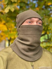 Балаклава мужская тактическая подшлемник  флисовая олива хаки