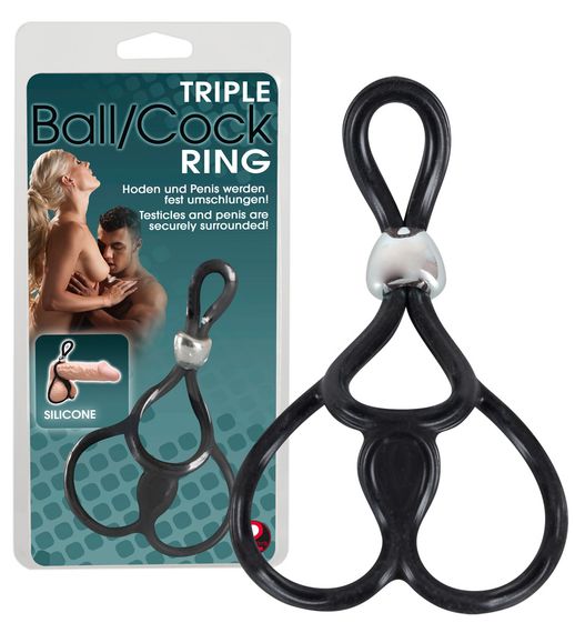 Ерекційне кільце для члена Triple Ball And Cock Ring, чорне