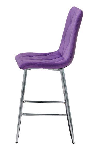 М'який напівбарний стілець на хромованих металевих ногах Fred Bar 65-CH, м'яка оббивка велюр пурпурний OR-857 | Зображення 4