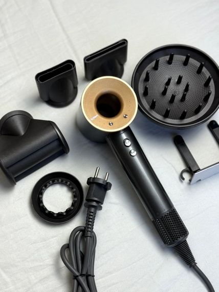 Фен Super Hair Dryer сіро-золотий з іонізацією та турборежимом 5 насадок | Зображення 5
