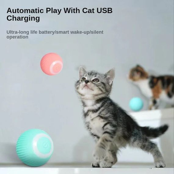 Іграшка для кішки USB smart м'яч-кулька PetGravity з хаотичним рухом і світловою панеллю Синій | Зображення 5