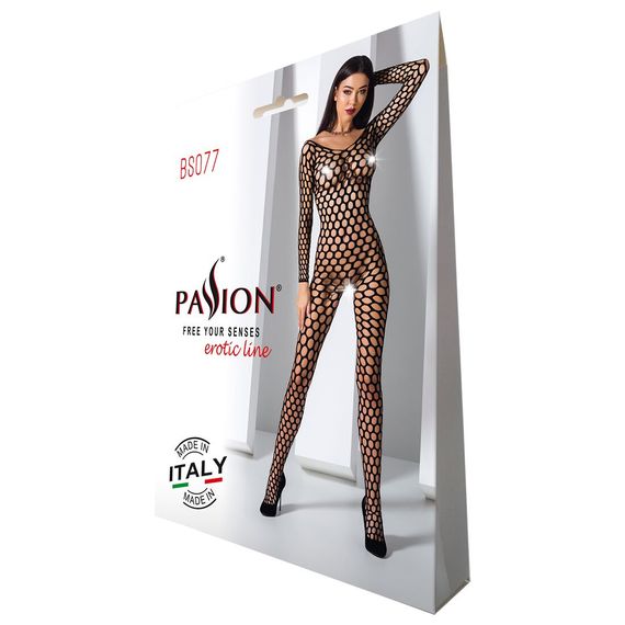 Бодистокинг с крупной сеткой Passion BS077 black | Зображення 6