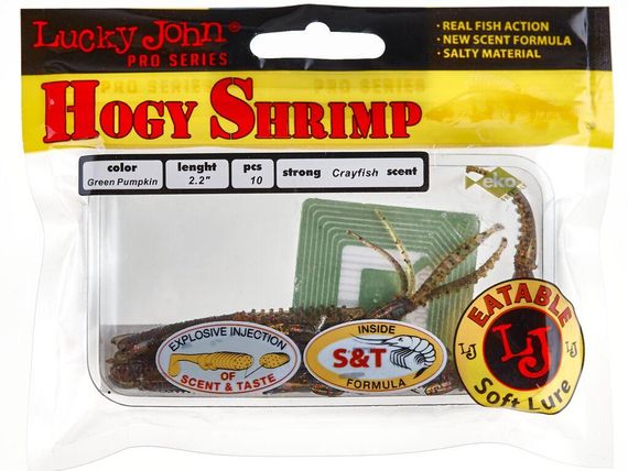 Виброхвосты съедобные искусственные LJ Лаки Джон Pro Series HOGY SHRIMP 2,2in (05.60)/PA03 10 шт в упаковке. | Зображення 1