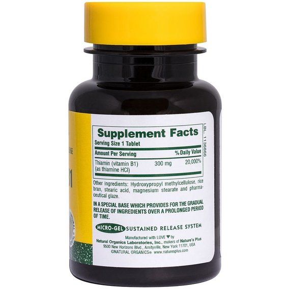 Тиамин Nature's Plus Vitamin B1 300 mg 90 Tabs NTP1605 | Зображення 1