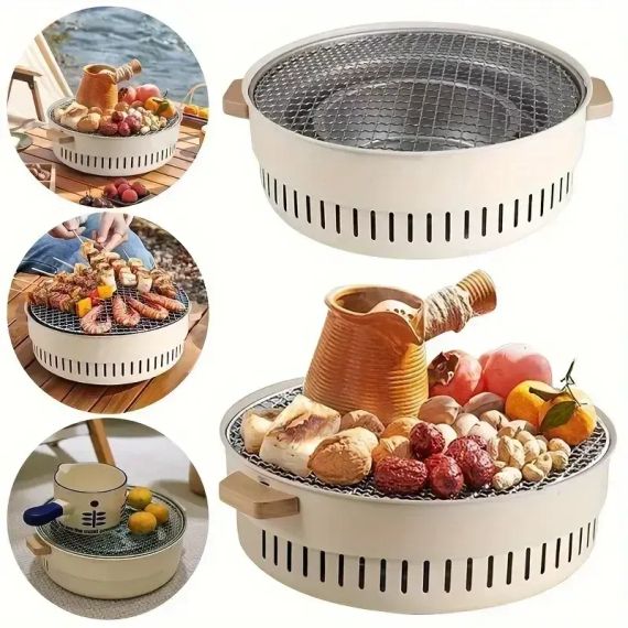 Гриль для барбекю бездимний з гратами 30×30×11,5 см / Портативна вугільна піч для кемпінгу та саду | Зображення 1