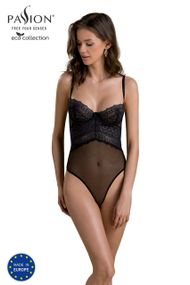 Боди Passion KERRIA BODY black, S/M, с высокими вырезами и верхом балконет sexstyle
