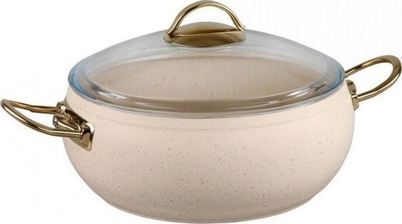 Каструля O.M.S. Collection 3141 з гранітним покриттям з кришкою 20 см 2,5 л Слонова кістка (Туреччина)