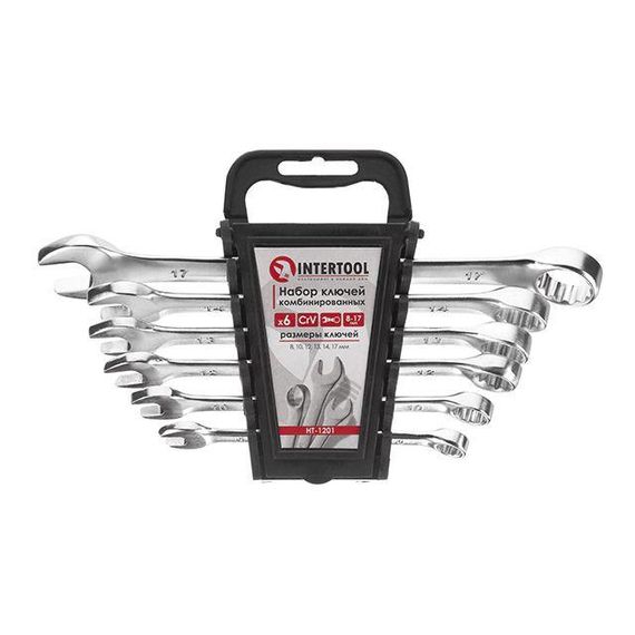 Набір ключів комбінованих 6 од., 8-17 мм, Cr-V INTERTOOL HT-1201