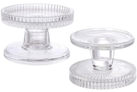 Набір 6 двосторонніх скляних свічників "Crystal Glass" для тонкої та широкої свічки