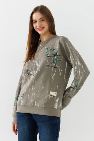 Cвітшот з візерунком жіночий On me Q05 L Хакі shop (2000990900333)