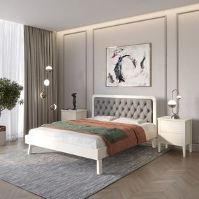 Односпальне дерев'яне ліжко Mebigrand Токіо Айворі (S0505Y30R)/Аляска 93 (Сірий) 90х200 см (MBG-11236)