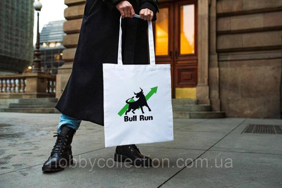 Сумка шопер із принтом "Bull Run" біла | Зображення 2