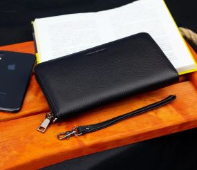 Гаманець клатч чоловічий шкіряний чорний великий на блискавці Marco Coverna (МС-5901Q)