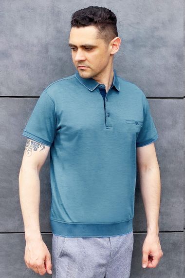 Чоловіче поло Sun`s House  розмір: 3XL Блакитний (арт. OT-29)