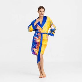 Халат женский из плюшевого велюра эксклюзивный Ukrainian heart 18308 2XL-3XL