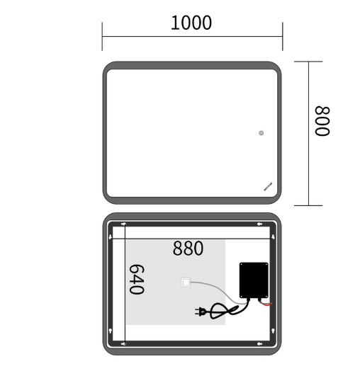 Дзеркало Mixxus Premium OLIVARY MR19-100x80-REVERSE (LED Touch, Anti-fog (3-6,5kK)) (MP6629) | Зображення 1