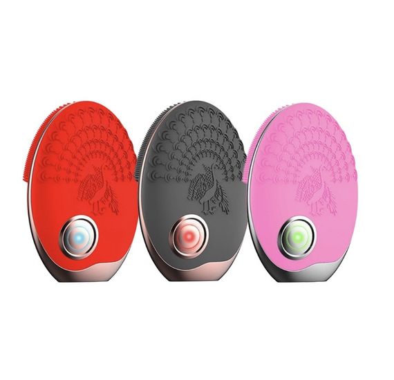 Ультразвукова Електрична Силіконова Щітка Масажер Для Обличчя з Функцією фототерапії Рожева | Зображення 5