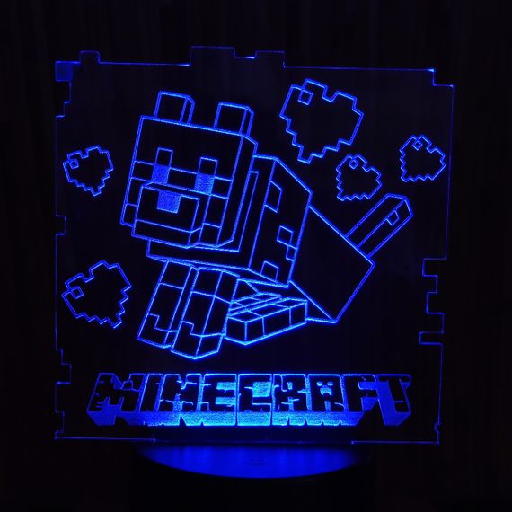 Акриловий світильник-нічник Minecraft синій tty-n000319